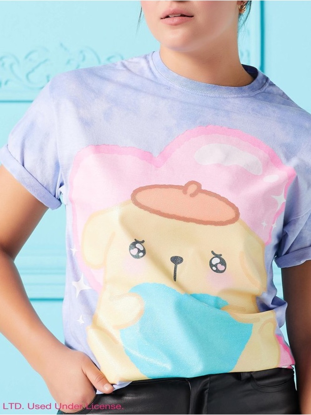 Purple Pompompurin Heart Graphic Women’s T‑Shirt Sz M